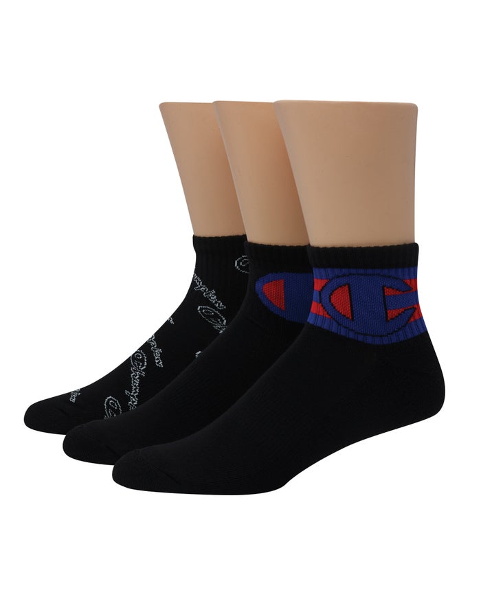 Champion Ankle Multi-Logo 3-Pairs Erkek Çorap Siyah ( GZOJTD260 )